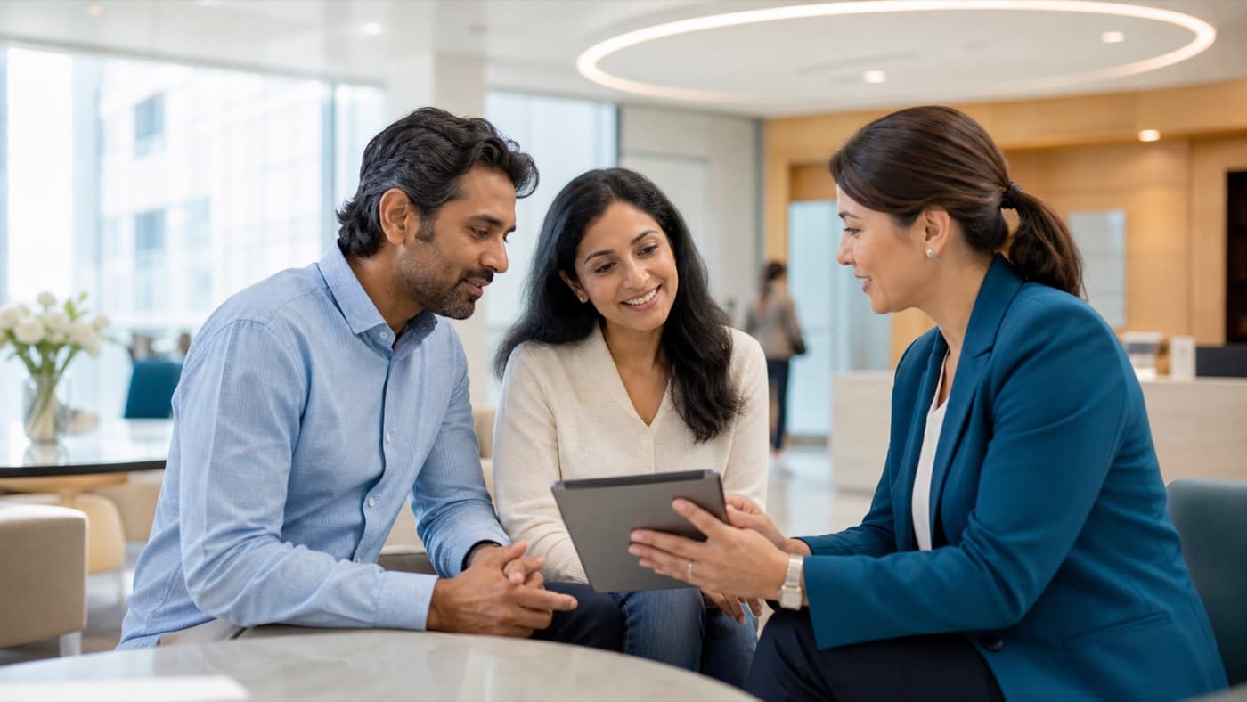 International patient reviewing care plans with a case manager