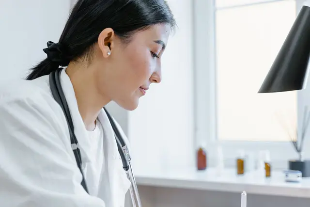 Illustrative clinician record-review scene